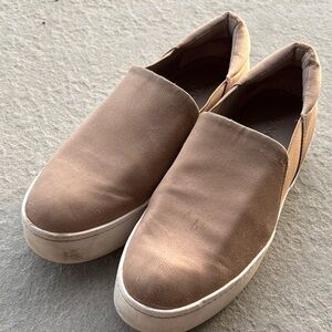 VINCE Gold satin slip on sneakers